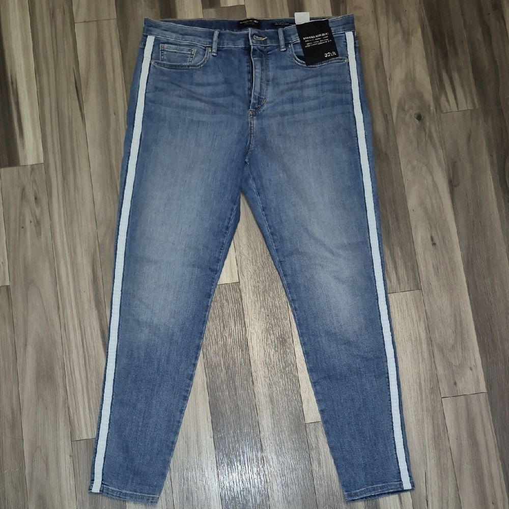 Nwt Banana Republic Light Blue Skinny Jeans with White Side Stripes Size 32